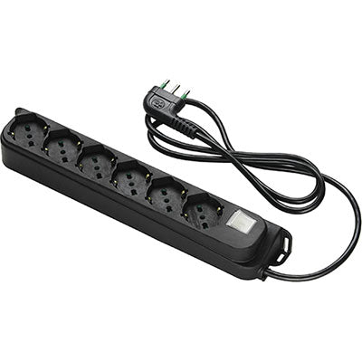 MULTIPRESA BIPASSO SCHUKO + INT.LUM RETAIL FME - NERO POSTI 6 2P+T 16A N°XMMQ 3X1,0 MT 1,5