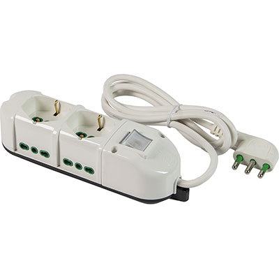 MULTIPRESA BIPASSO + SCHUKO + INT.LUM RETAIL FME - BIANCO POSTI 6 2P+T 16A N°XMMQ 3X1,0 MT 1,5
