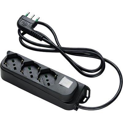 MULTIPRESA BIPASSO SCHUKO + INT.LUM RETAIL FME - NERO POSTI 3 2P+T 16A N°XMMQ 3X1,0 MT 1,5