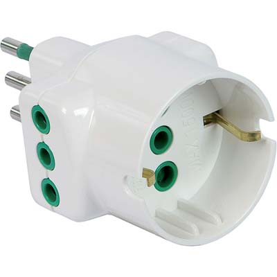 ADATTATORE TRIPLO 10A-10A+SCHUKO GARANTI - BIANCO 2P+T