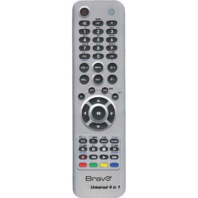 TELECOMANDO UNIVERSALE 4 IN 1 BRAVO - TV + DTT + DVD + SKY MEMORIA BANCHI 4