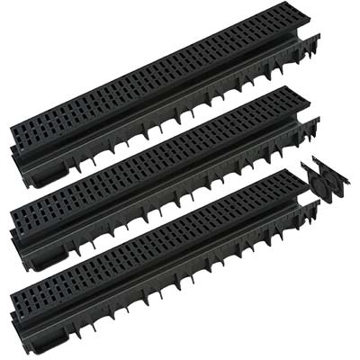 CANALETTA + GRIGLIA KIT PLASTICA - CM 13X100 H.CM 5 CF=KT 3