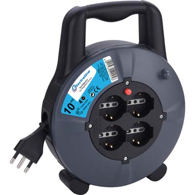AVVOLGICAVO DOMESTICO ELECTRALINE - 2P+T 16A BIPASSO SCHUKO X4 N°XMMQ 3X1,5 MT 10