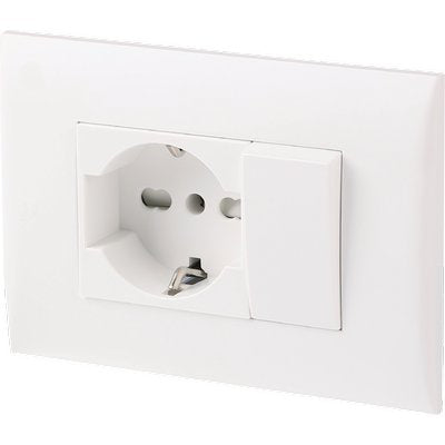 PLACCA PRECOMPOSTA 2212 ELECTRALINE - BIANCO POSTI 2 DEVIATORE + SCHUKO VOLT 220 A 16