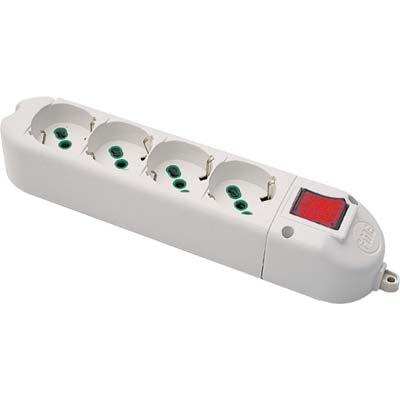 MULTIPRESA - CAVO BIPASSO + SCHUKO + INT.LUM FME - BIANCO POSTI 4 2P+T 16A