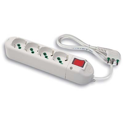 MULTIPRESA BIPASSO SCHUKO + INT.LUM FME - BIANCO POSTI 4 2P+T 16A N°XMMQ 3X1,0 MT 1,5