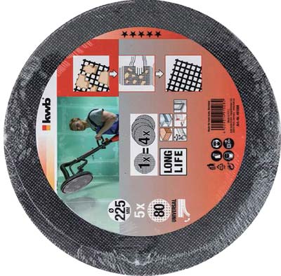 DISCO ABRASIVO LEVIGATRICE PARETI TC-DW225 EINHELL - MM 225 GRANA  80 CF=PZ 5