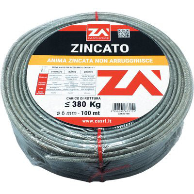CAVETTO ACCIAIO ZINCATO TRASPARENTE - MM 5,0 MT 100