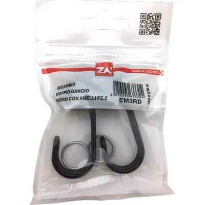 GANCIO METALLO DOPPIO X CORDA ELASTICA - MM 6/8 CF=PZ 2