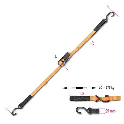 CINGHIA A TRAZIONE 2 GANCI + CRIC 8188CG ROBUR - L.MT 3 H.MM 25 KG 400