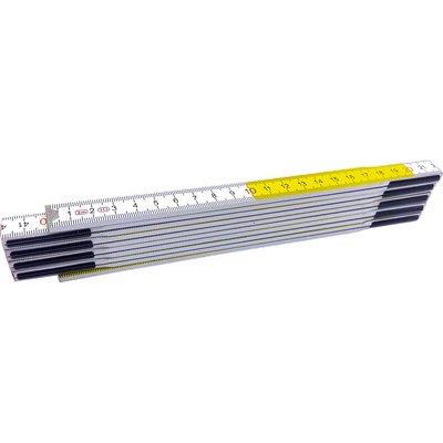 DOPPIOMETRO LEGNO WORKIT - BIANCO/GIALLO DECIMETRI ROSSI MT 2