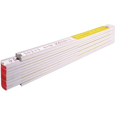 DOPPIOMETRO LEGNO 717 STABILA - BIANCO/GIALLO DECIMETRI ROSSI MT 2