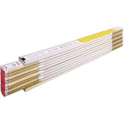 DOPPIOMETRO LEGNO 617 STABILA - BIANCO/GIALLO DECIMETRI ROSSI MT 2