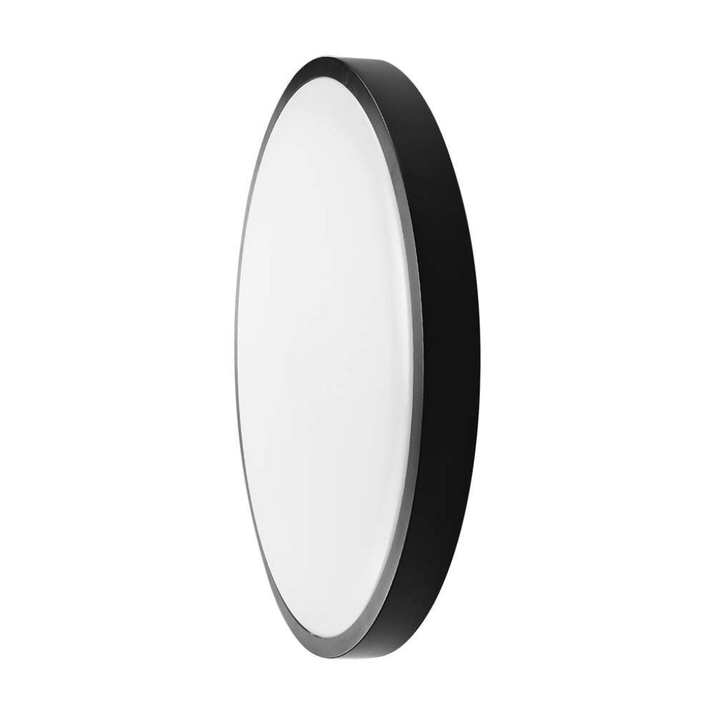 18W LED Dome Light Round Black Frame 6500K IP44