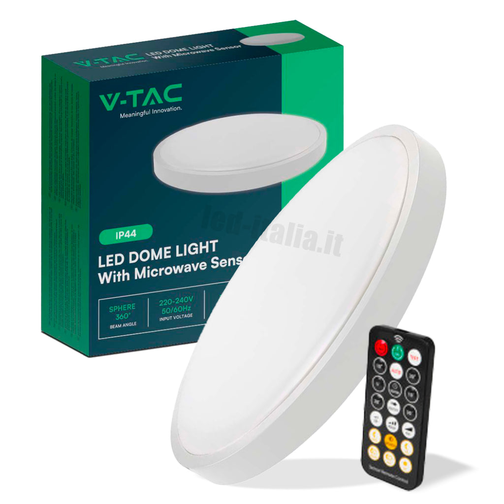 24W LED Dome Light Round Microwave Sensor White Frame 4000K IP44