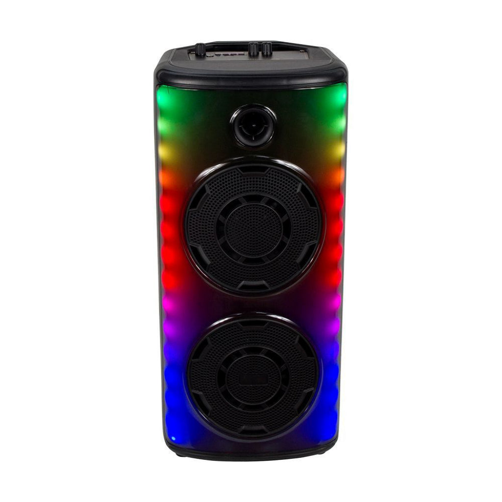 20W Rechargeable Speaker with 1 Wired Microphone RF Control & Handle(2*8Inch)