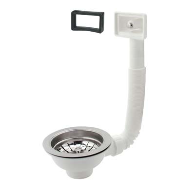 PILETTONE BASKET LAVELLO INOX + TROPPO PIENO - PP/INOX 1"1/2F + TAPPO GRIGLIA BASKET
