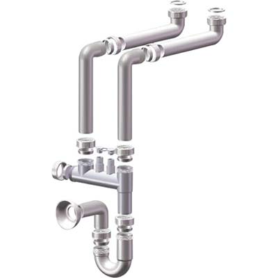 SIFONE PP SALVASPAZIO 2 VASCHE + 2 ATTACCHI - BIANCO MM 40 1"1/2