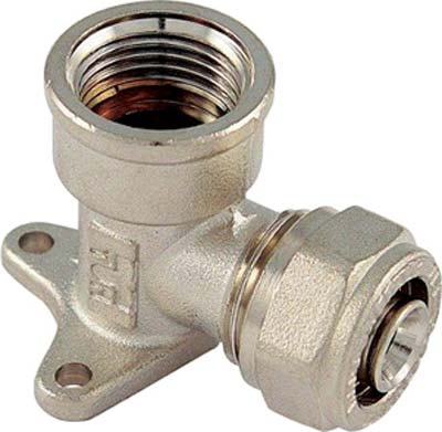 GOMITO MULTISTRATO FILETTO FEMMINA + STAFFA BAMPI - OTTONE MM 16X1/2F