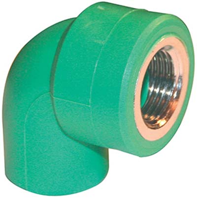 GOMITO PPR A SALDARE 90° FILETTO FEMMINA - VERDE/OTTONE MM 20X1/2F