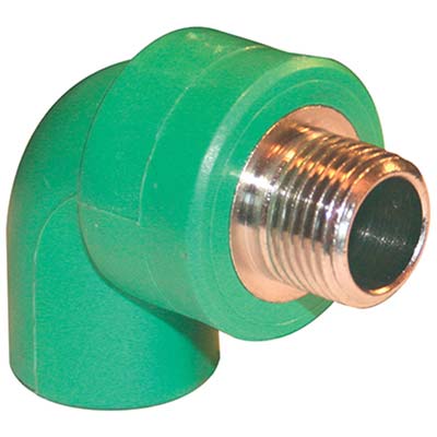 GOMITO PPR A SALDARE 90° FILETTO MASCHIO - VERDE/OTTONE MM 20X1/2M