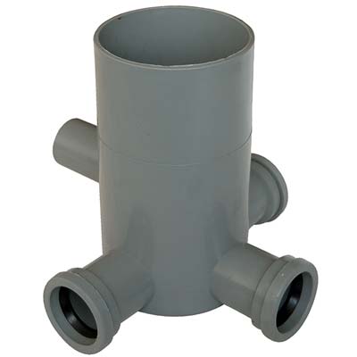 POZZETTO WC SCARICO 3 INGRESSI + 1 USCITA - PP GRIGIO MM 40 H.MM 170