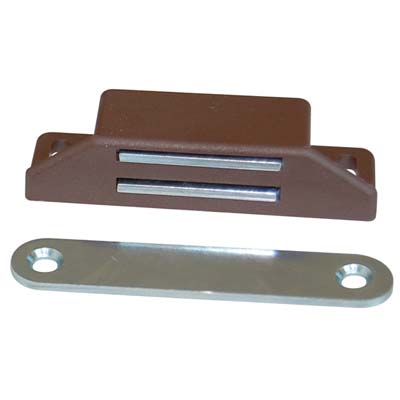 CRICCHETTO MAGNETICO SPORTELLI 658 - MM 65X19 H.MM 15 KG 8 + INCONTRO MARRONE