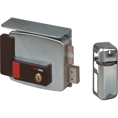 SERRATURA METALLO APPLICARE ELETTRICA 11771 CISA - ZINC C.TONDO FISSO M2+SCR+PULS+TETT E.MM 60 DX