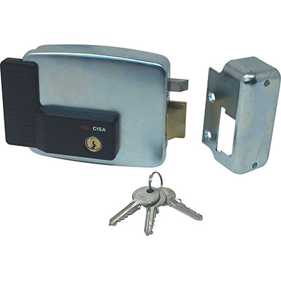 SERRATURA METALLO APPLIC ELETTR 11921 ESTERNA CISA - ZINCATA C.TONDO FISSO+SCR E.MM 60 DX