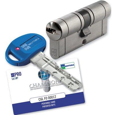 CILINDRO SAGOMATO CHAMPIONS PRO HAND MOTTURA - CROMO SATINATO CHIAVI 5+1 MM  82 31+51