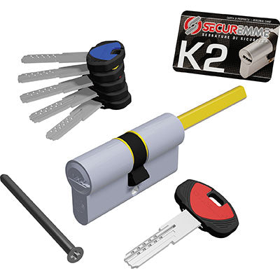CILINDRO SAGOMATO K2 3200-Q X POMOLO SECUREMME - OTT.NICH.SATIN CHIAVI 5 MM 60 30+30