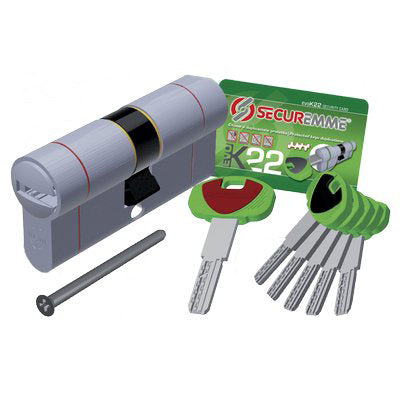 CILINDRO SAGOMATO EVO K22 TOP SECUREMME - OTT.NICH.SATIN CHIAVI 5 MM  82 31+51