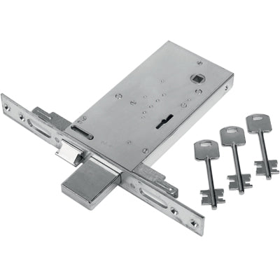 SERRATURA METALLO INFILARE 68 FEB - B.Q ZINC F.MM 25 DM M4 TRIPL+SCR H.MM 81 E.MM 70