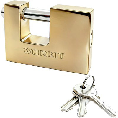 LUCCHETTO RETTANGOLARE WORKIT - OTTONE CHIAVI 3 MM 70