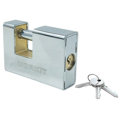 LUCCHETTO ANTISCASSO CORAZZATO WORKIT - OTTONE ACCIAIO CROMATO CHIAVI 3 MM 90