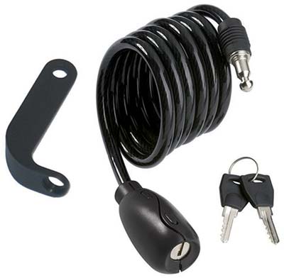 ANTIFURTO FUNE A SPIRALE BICI-MOTO 2010 ILSA - ACCIAIO MM 6 CM 100 + SUPPORTO