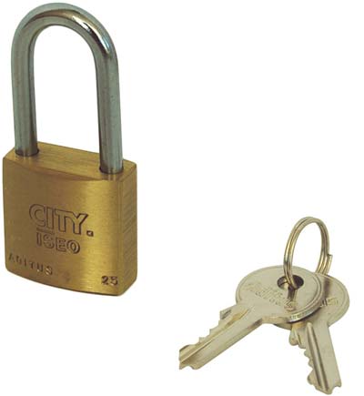 LUCCHETTO ARCO LUNGO ADITUS ISEO - OTTONE ARCO CROMATO CHIAVI 2 MM 40X47