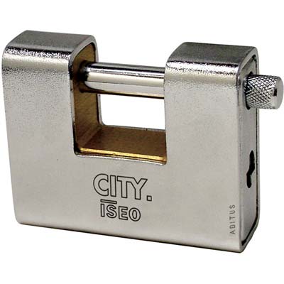 LUCCHETTO ANTISCASSO CORAZZATO ADITUS ISEO - OTTONE/ACCIAIO SABBIATO CHIAVI 3 MM 70