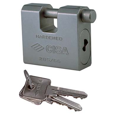 LUCCHETTO ANTISCASSO 2855L CISA - ACCIAIO CARBONITRURATO CHIAVI 2 MM 84