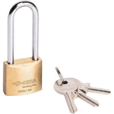 LUCCHETTO ARCO LUNGO LOCKING-LINE POP 20011 CISA - OTTONE ARCO CROMATO CHIAVI 3 MM 50