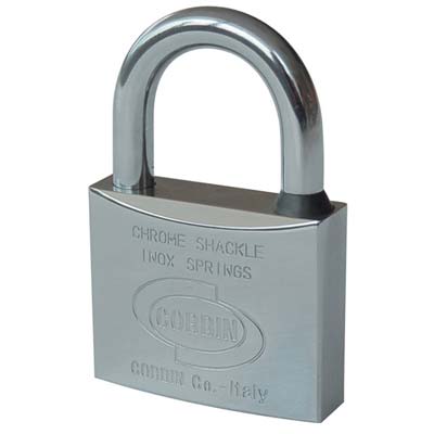 LUCCHETTO EUROMARINE CORBIN - OTTONE ARCO CROMATO CHIAVI 2 MM 50