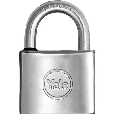 LUCCHETTO MARINO Y114 YALE - OTTONE CROMATO ARCO ACCIAO INOX CHIAVI 2 MM 50