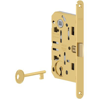 SERRATURA PATENT B.TONDO OTTONATO MEDIANA AGB - I.MM 90 F.MM 18 E.MM 50