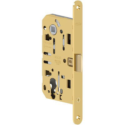 SERRATURA LEGNO INFILARE MEDIANA EVOLUTION AGB - B.T OTTONATO F.MM 18 F.SAGOM SCR+Q8 E.MM 50