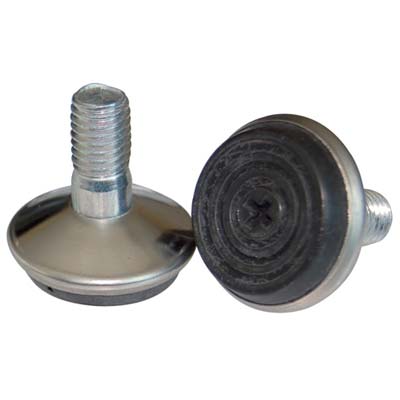 PIEDINO REGOLABILE X MOBILI - NICHELATO/GOMMA BASE D.MM 32 H.MM 31 MM 10X14
