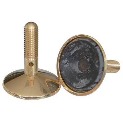 PIEDINO REGOLABILE RIALZATO X MOBILI - OTTONE LUCIDO/GOMMA D.MM 50 H.MM 57 MM 10X28