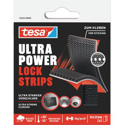 VELCRO ADESIVO ULTRA POWER LOCK STRIPS 55234 TESA - NERO MM 25X50 CF=PZ 4