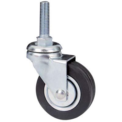 RUOTA A FORCELLA GIREVOLE PERNO FILETTATO 160B AVO - A/ZINCR/GOMMA NERA D.MM 50X18 F.MA 8X30
