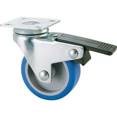 RUOTA A FORCELLA GIREVOLE  + FERMO 221BIS AVO - A/ZINCR/GOMMA BLU P.MM 40X40 D.MM 50X18