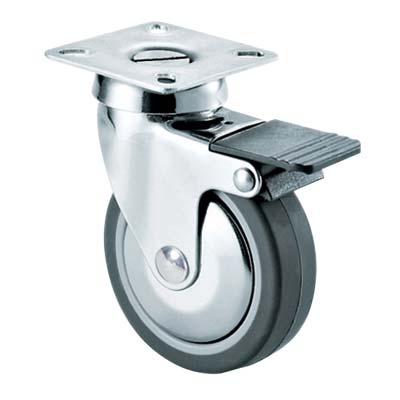 RUOTA A FORCELLA GIREVOLE + FERMO 220CBIS AVO - A/ZINCR/GOMMA GRIGIA D.MM 50X18 P.MM 40X40